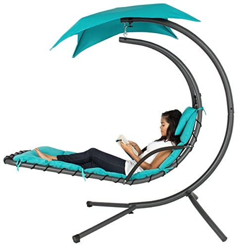 Outdoor Hanging Curved Steel Chaise Lounge Chair Swing