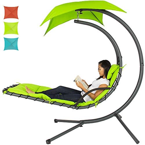 Outdoor Hanging Curved Steel Chaise Lounge Chair Swing