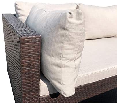 3 Piece Patio PE Wicker Rattan Corner Sofa Set