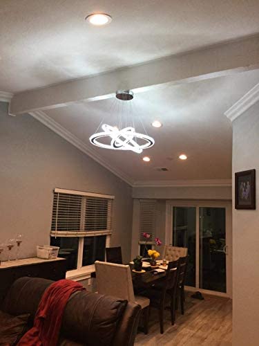 ANTILISHA Modern Crystal Chandelier Lighting Ceiling Dining Room Living Room Chandeliers Contemporary Led Light Fixtures Hanging 3 Ring Foyer Girls Bedroom Pendant Lights Cool White