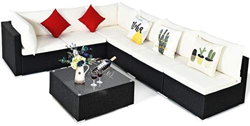 7 Piece Patio Furniture Set, Outdoor Sectional Sofa w/Pillows and Cushions