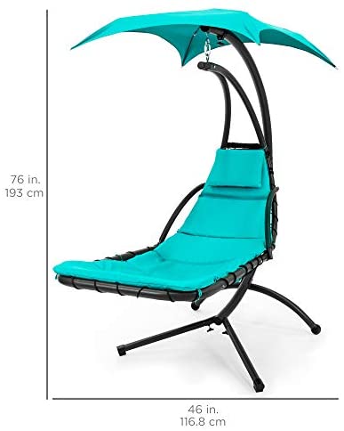 Outdoor Hanging Curved Steel Chaise Lounge Chair Swing