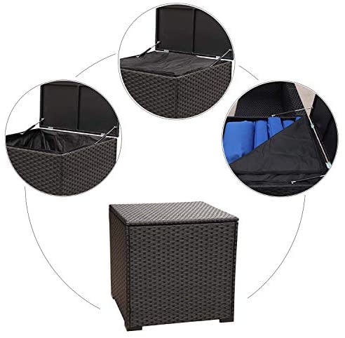 Furniture Set 4 Piece Patio Black Rattan Sectional Loveseat Couch Set