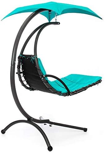 Outdoor Hanging Curved Steel Chaise Lounge Chair Swing