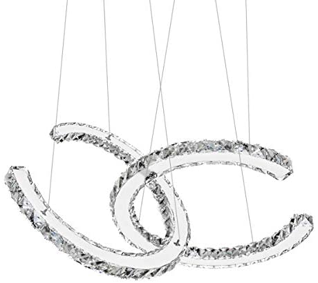 ANTILISHA Modern Crystal Chandelier Lighting Ceiling Dining Room Living Room Chandeliers Contemporary Led Light Fixtures Hanging 3 Ring Foyer Girls Bedroom Pendant Lights Cool White