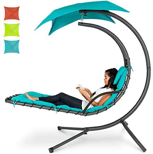 Outdoor Hanging Curved Steel Chaise Lounge Chair Swing