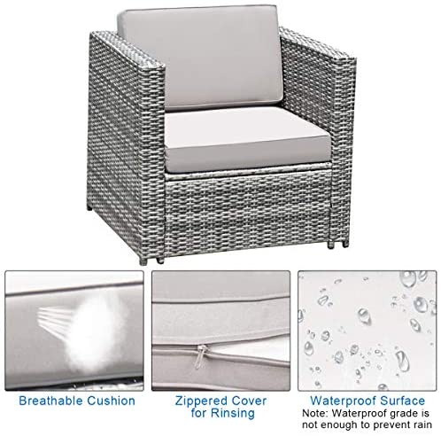 3 PCS Patio Wicker Bistro Set, Outdoor Rattan Sofa Set, Conversation Furniture w/Washable Cushion