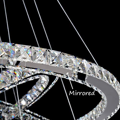 ANTILISHA Modern Crystal Chandelier Lighting Ceiling Dining Room Living Room Chandeliers Contemporary Led Light Fixtures Hanging 3 Ring Foyer Girls Bedroom Pendant Lights Cool White