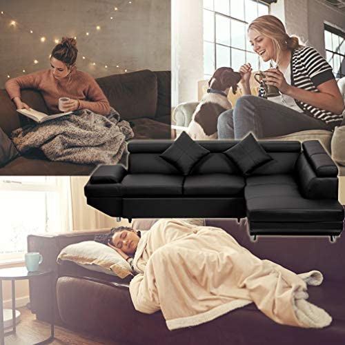 Black Sectional Sofa Bed for Living Room
