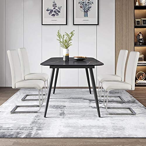 4pcs Modern White Dining Chairs Armless