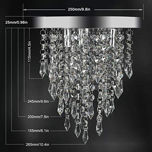 3 Lights Mini Crystal Flushmount Chandelier Fixture