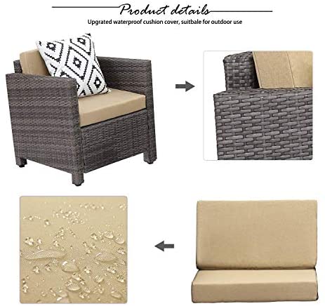 5 Piece Conversation Set Wicker Sectional