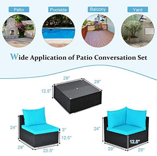 7 Piece Patio Furniture Set, Outdoor Sectional Sofa w/Pillows and Cushions