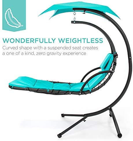 Outdoor Hanging Curved Steel Chaise Lounge Chair Swing