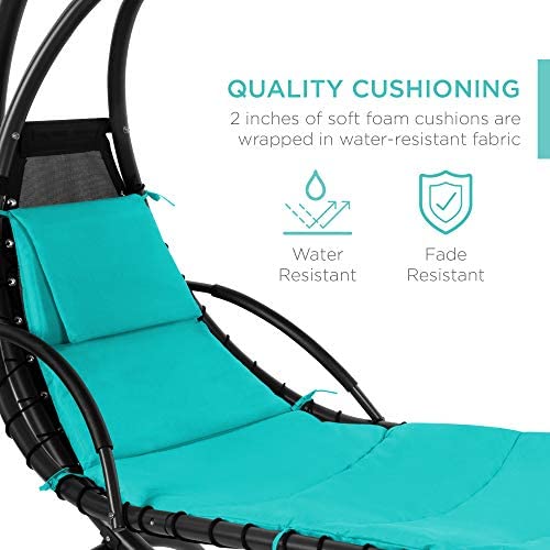 Outdoor Hanging Curved Steel Chaise Lounge Chair Swing