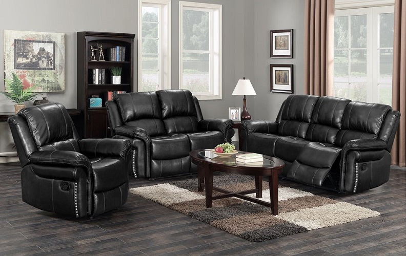 Black Sofa & Love With Nail Trim: Item # 6604 Black / Rocking Recliner # 6606