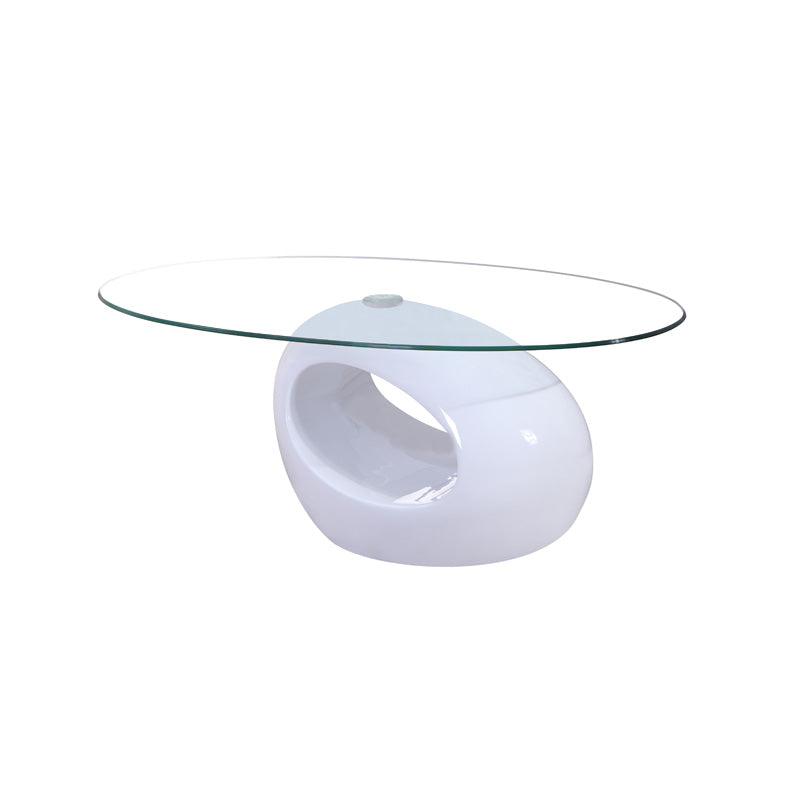 White Oval Base Coffee Table