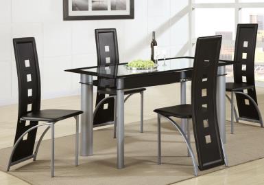 5PCS Dining Set Black & Silver Finish F1274 P133