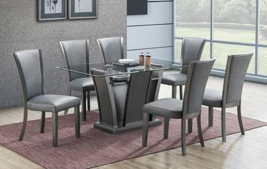 7PCS Dining Set Gray Wood Finish F1782 p 145