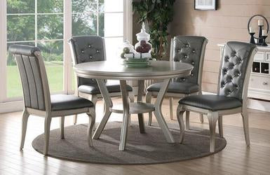 48" Round Dining Table Silver Finish Wood F1540 P189