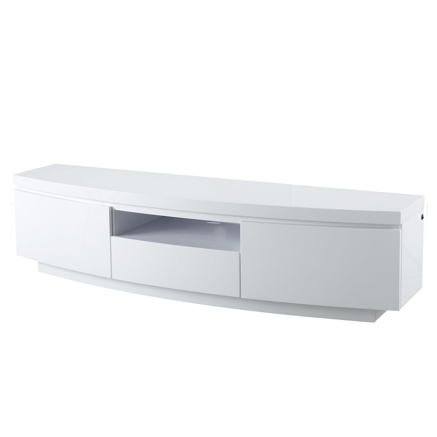 FA 1009 71" WI-1177 , High Gloss  White TV Stand/Console, High Gloss MDF, LED Lights, 2 Doors, Self Closing, Modern Living Room