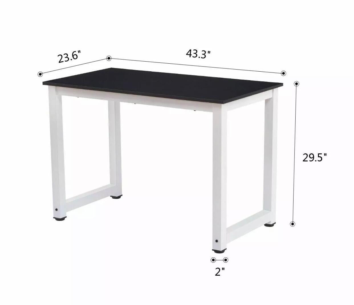 Simple White Top Office Desk With White Legs
