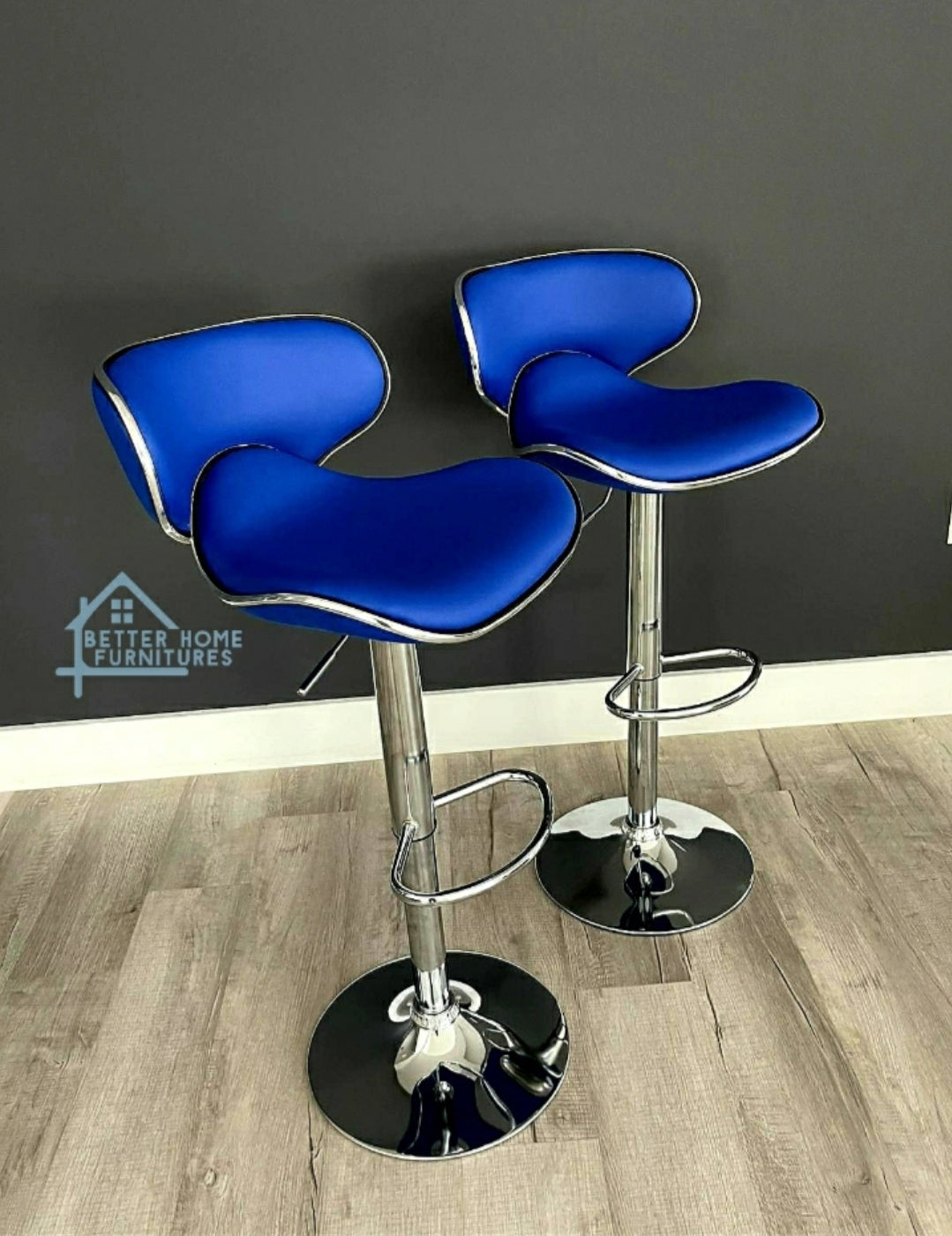 Set Of 2 Blue Curvy Barstools
