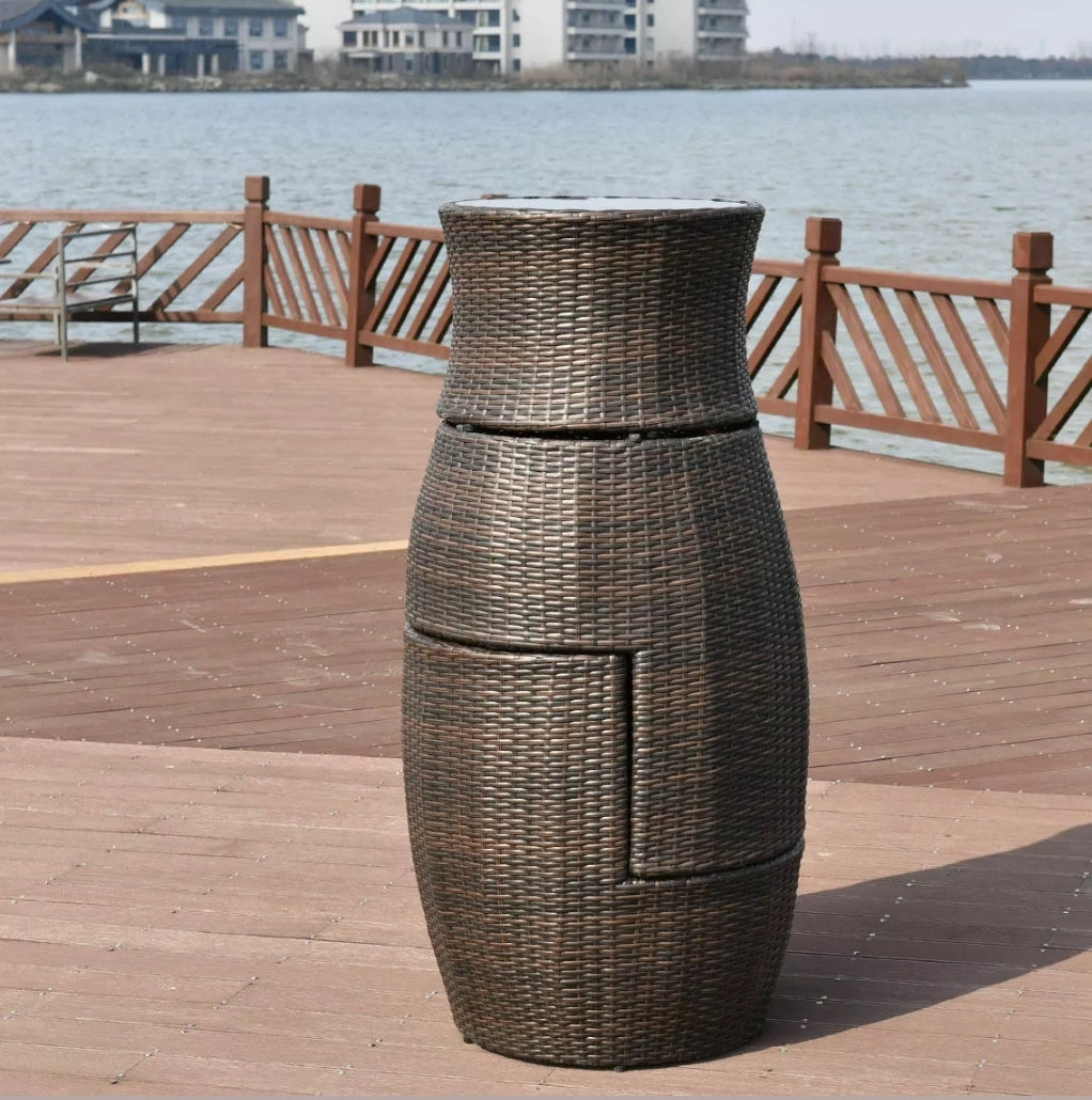 3 PCS Patio Rattan Stackable Furniture Set Chair Coffee Table Cushioned Outdoor