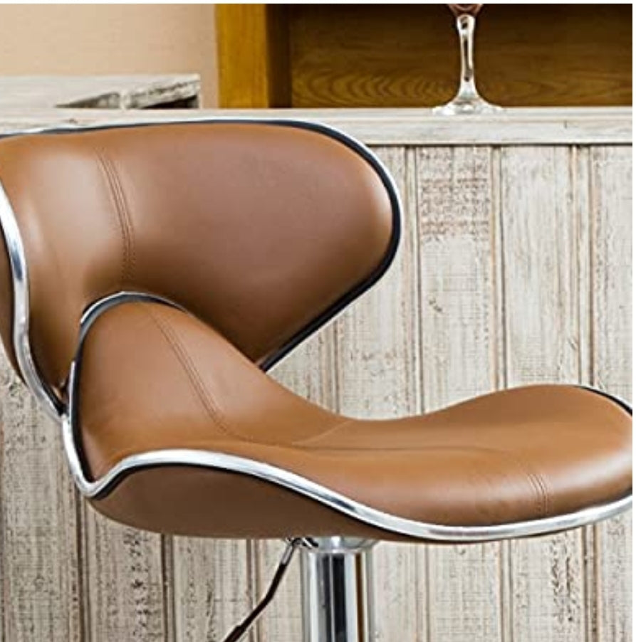 Modern Caramel Saddle Back Swivel Barstool (Set of 2)