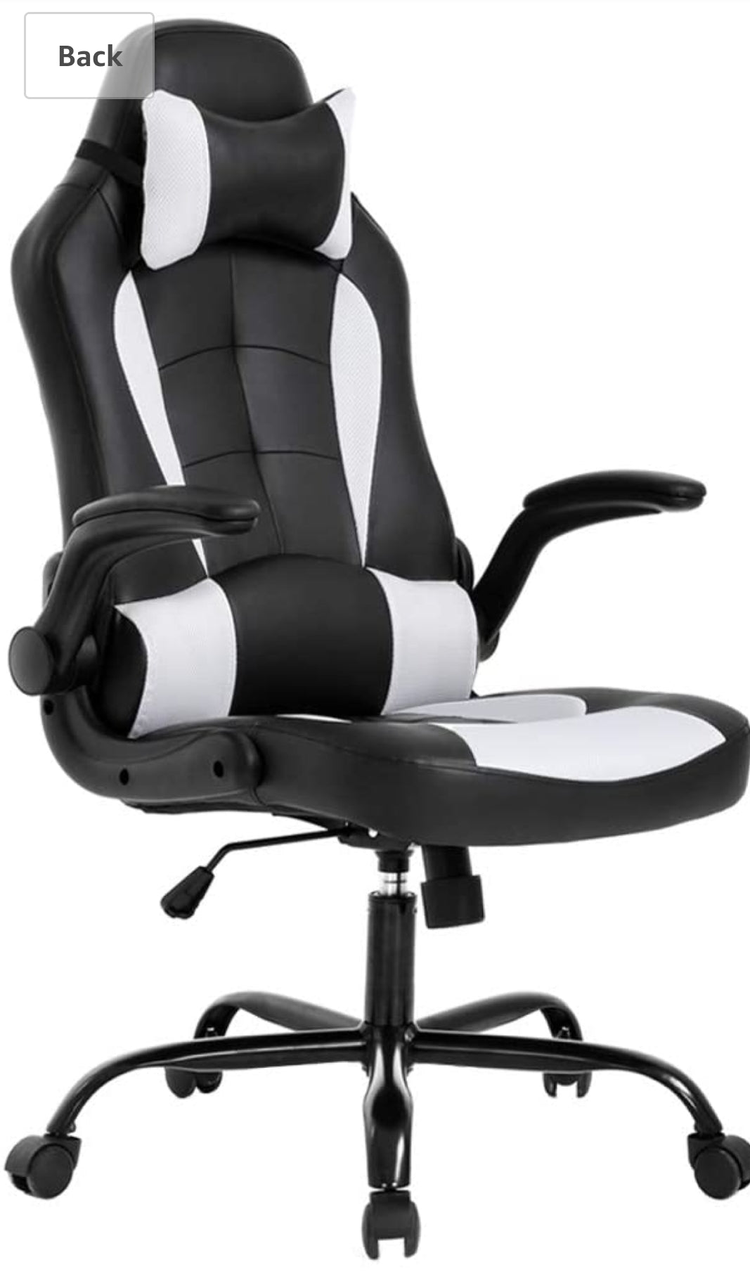 PU Leather Executive High Back Computer Chair for Adults Women Men, Black and White