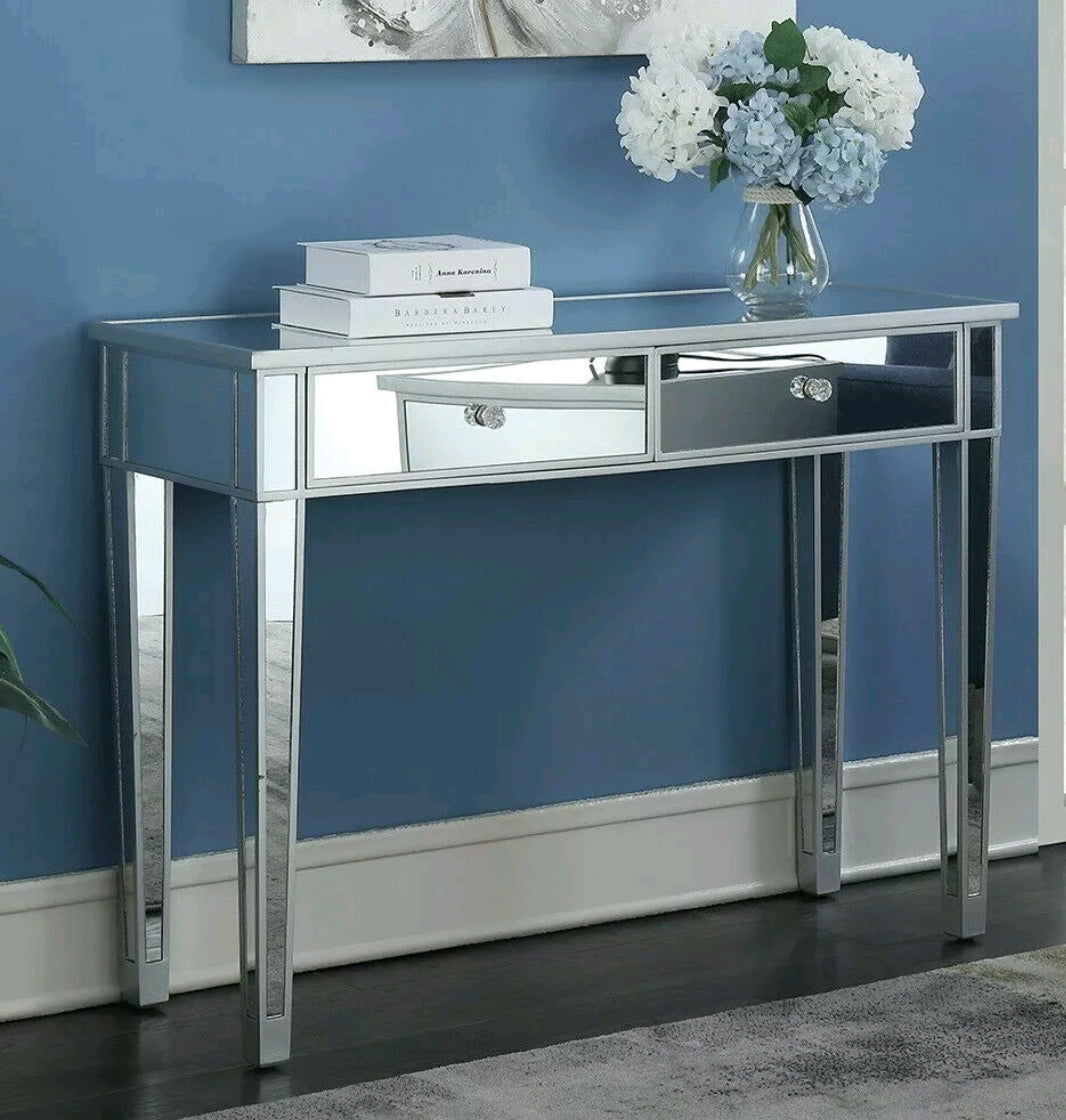 Mirrored Console Table With 2 Drawers Storage Dressing Table Furniture