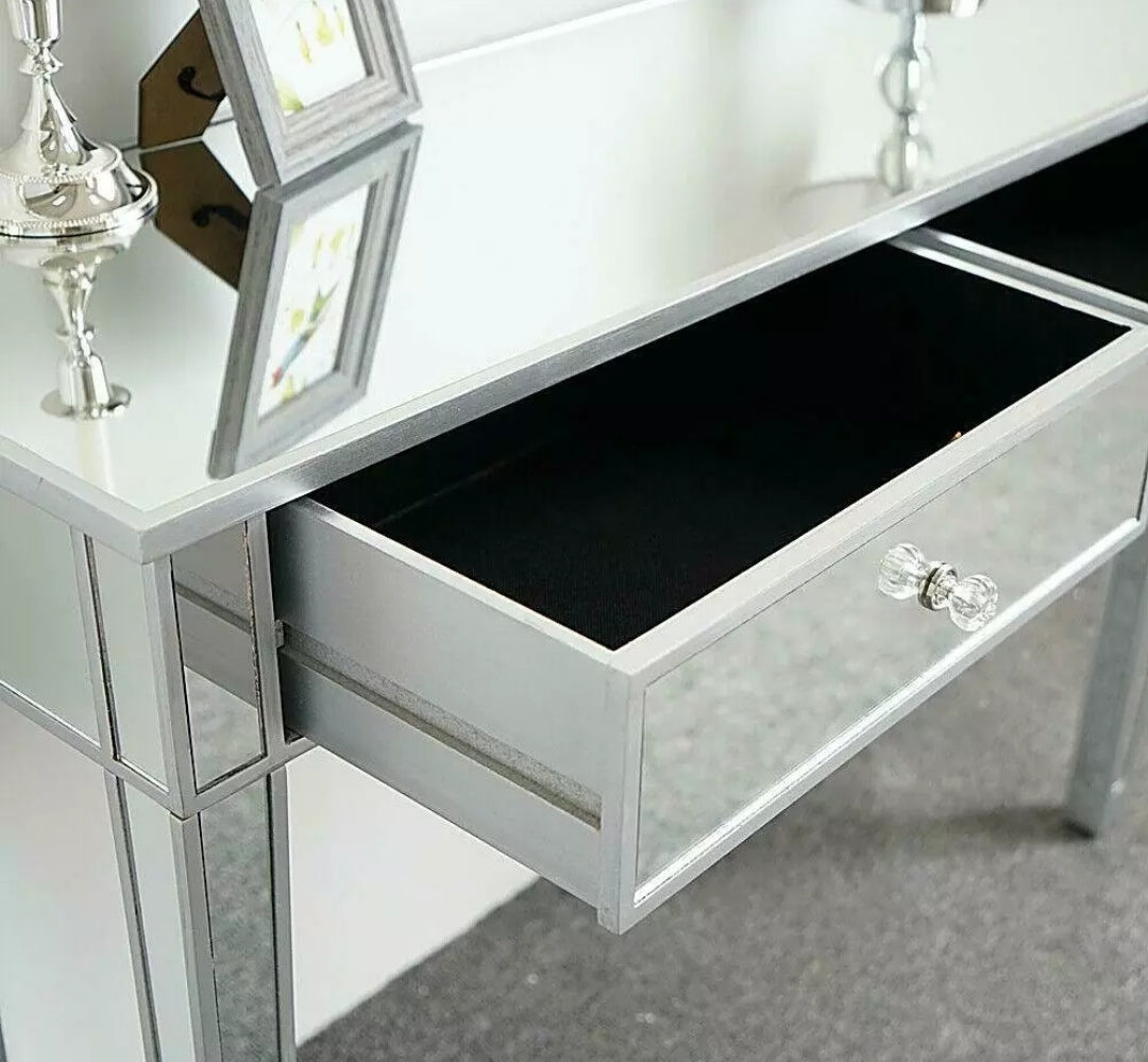 Mirrored Console Table With 2 Drawers Storage Dressing Table Furniture