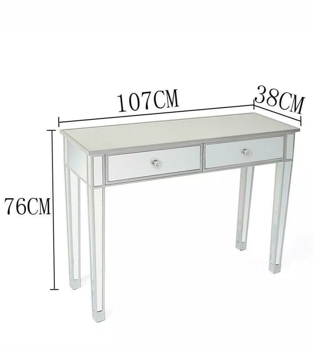 Mirrored Console Table With 2 Drawers Storage Dressing Table Furniture