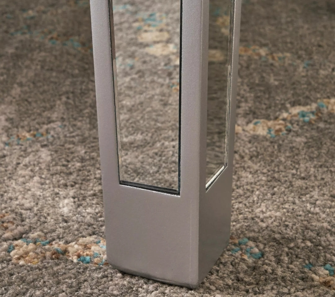 Glam Mirrored Coffee Cocktail Table Silver Finish Living Room Accent Table