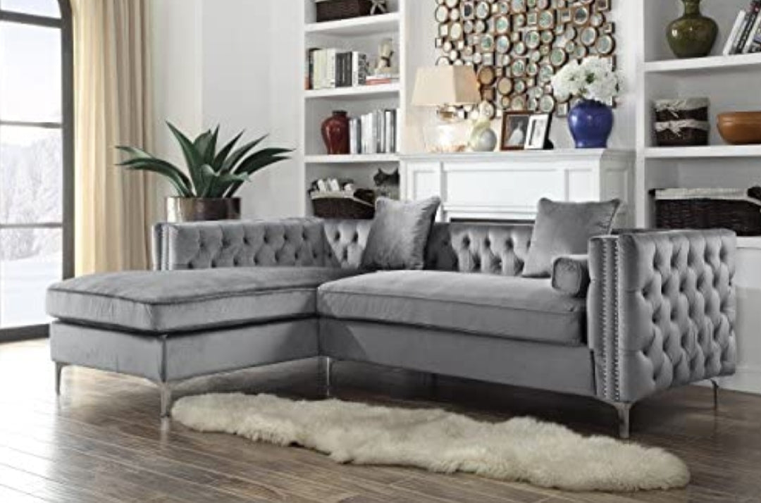 Gray Velvet Sectional