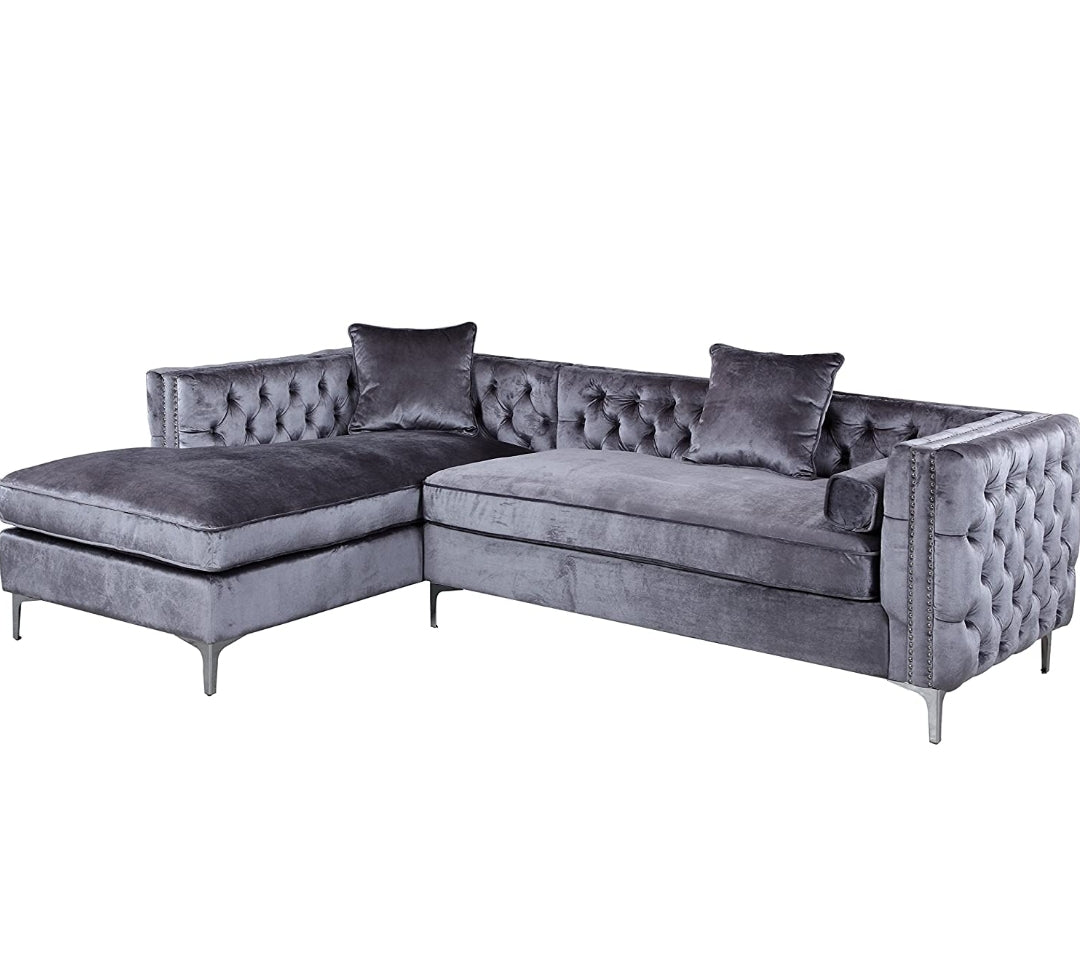 Gray Velvet Sectional