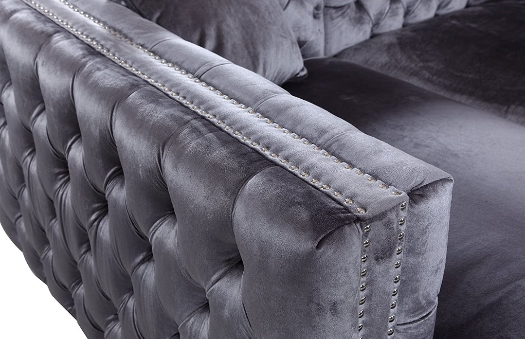 Gray Velvet Sectional