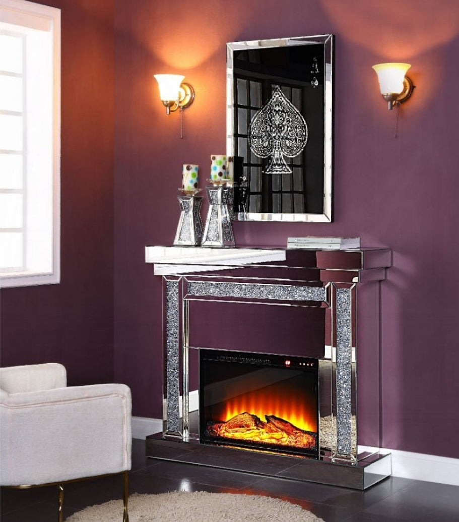 Noralie Fireplace - 90470 - Mirrored & Faux Diamonds