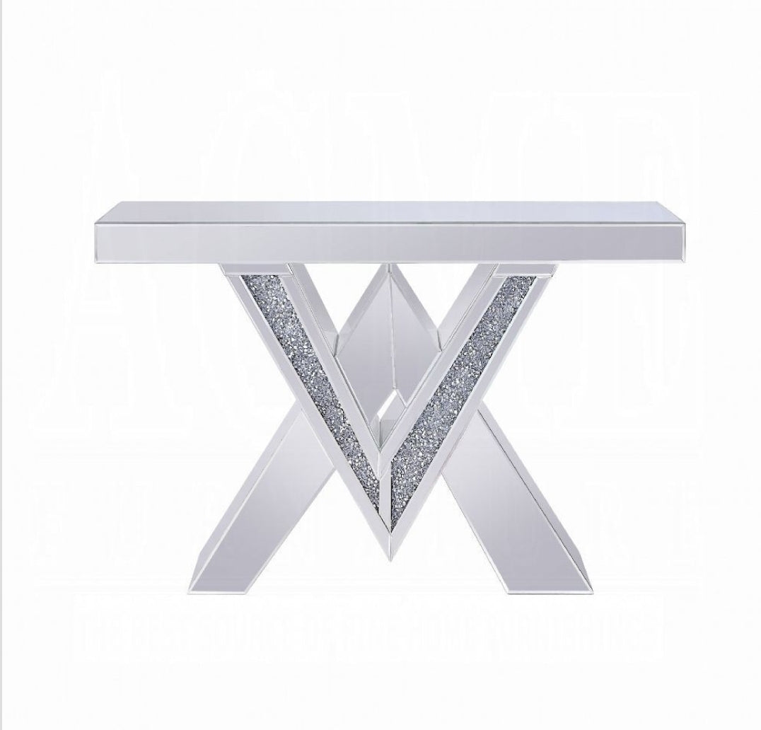 Noralie Console Table - 90444 - Mirrored & Faux Diamonds
