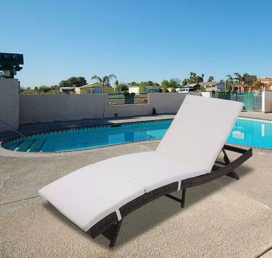 Ratton Adjustable Chaise Lounge Chair Patio Beach Wicker