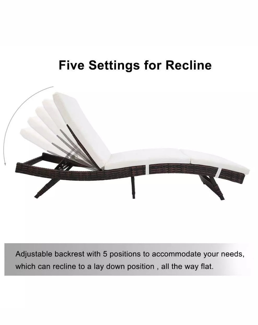 Ratton Adjustable Chaise Lounge Chair Patio Beach Wicker