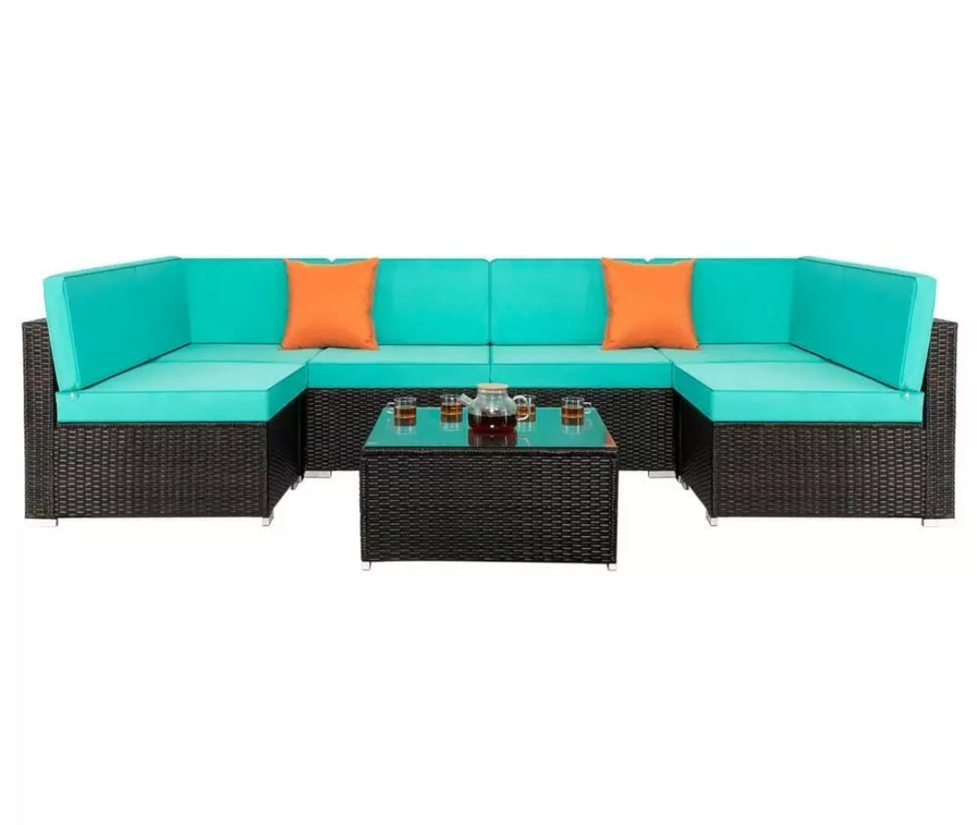 7 PCS Patio Rattan Wicker Sofa Set