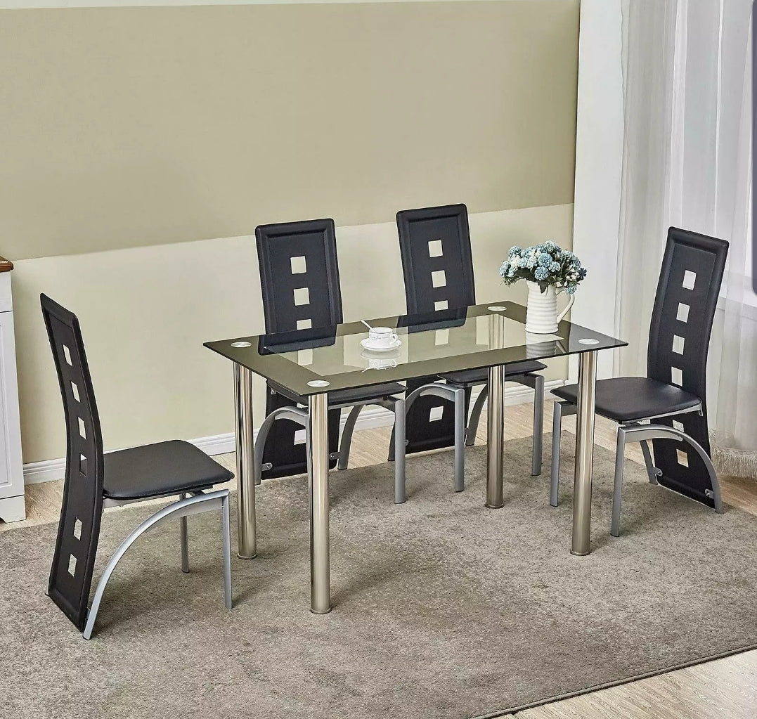 Modern Dining Room Table Set & 4 Chairs