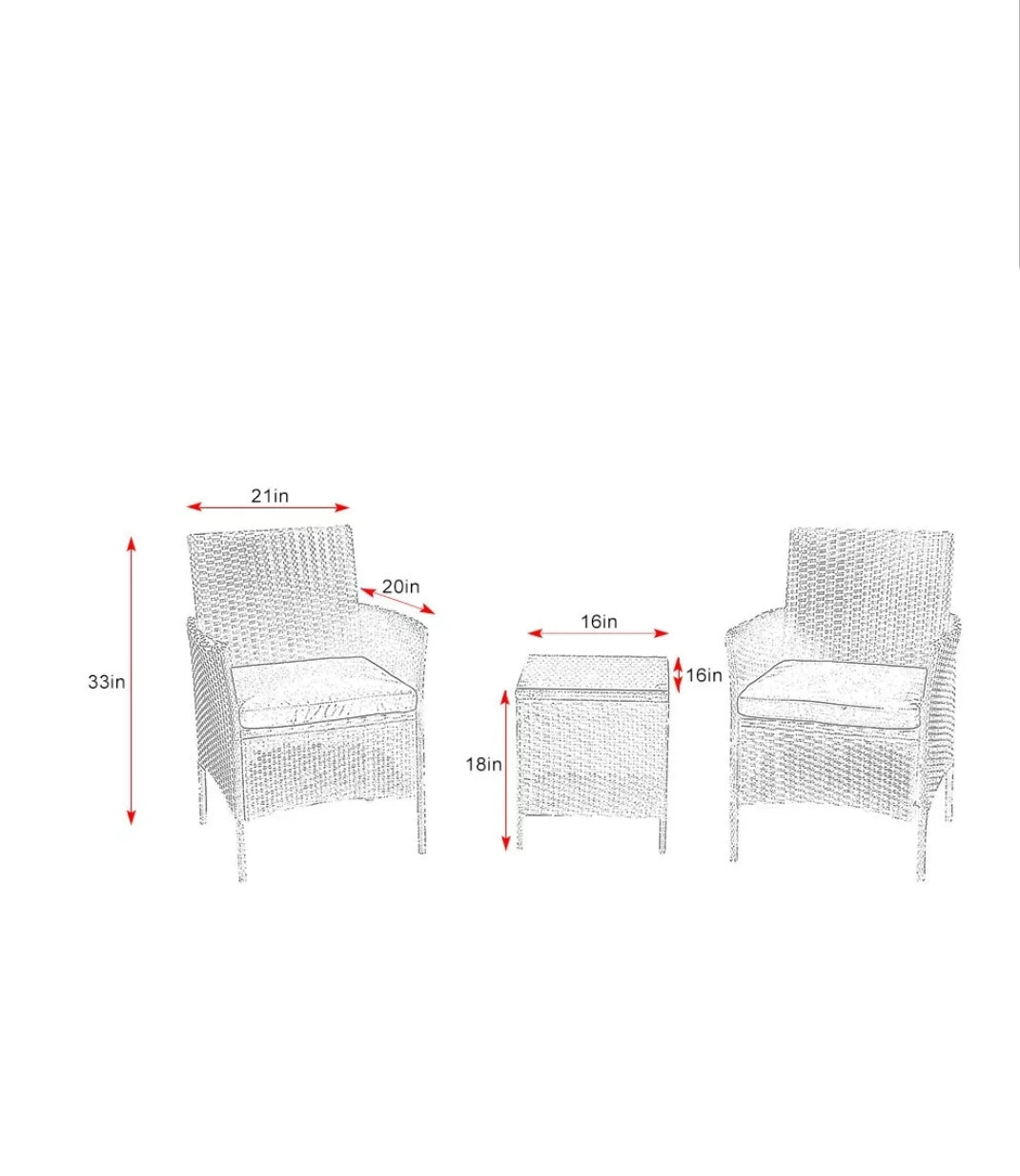 3PC Bistro Set Armchair and Table Black Rattan Outdoor Patio Furniture Set