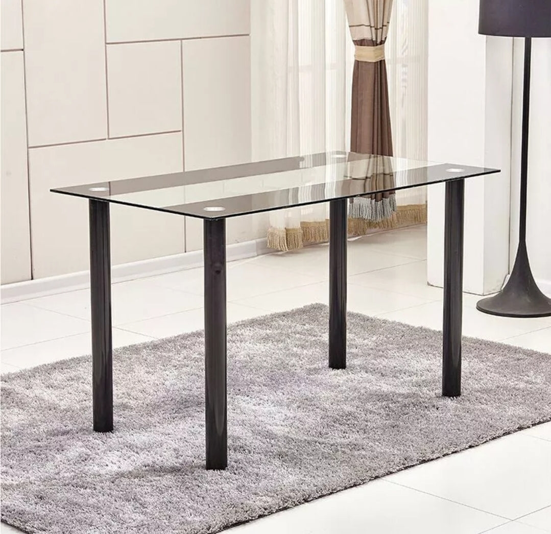 Stripe Glass Dining Table Metal Legs Dining Room Kitchen – Better
