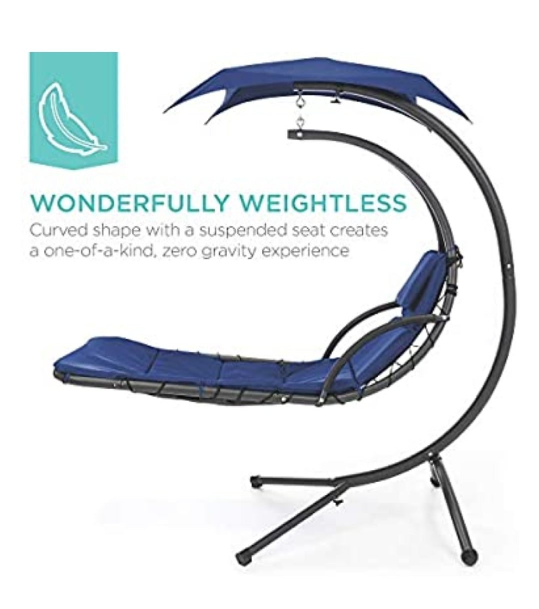 Outdoor Hanging Curved Steel Chaise Lounge Chair Swing
