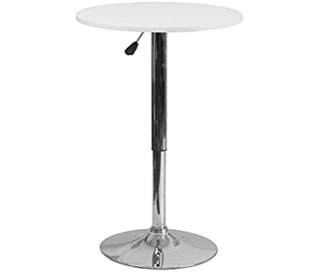 23.75'' Round Adjustable Height White Wood Table (Adjustable Range 26.25'' - 35.75'')