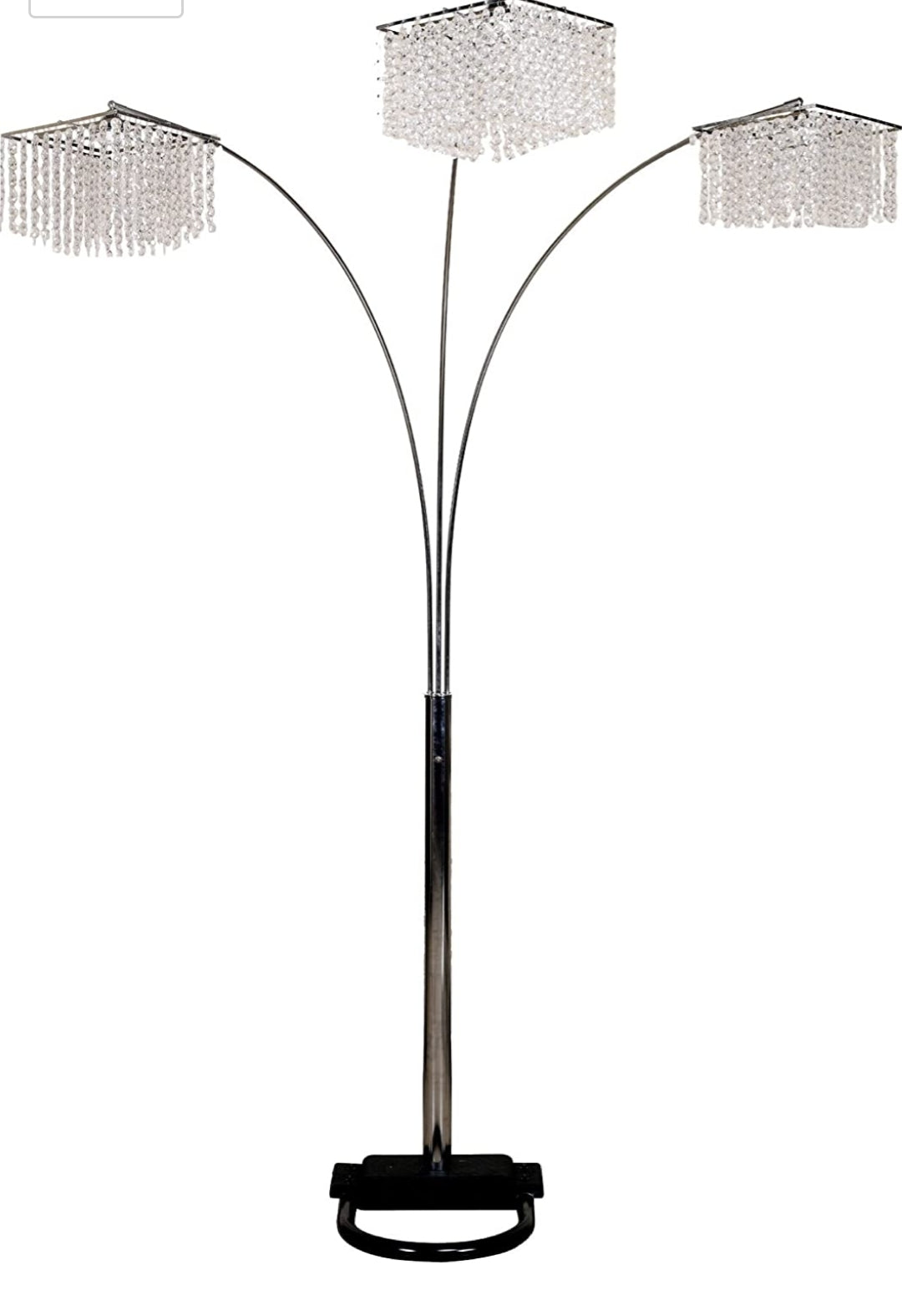 6932 3 Light Crystal Inspirational Arch Floor Lamp, 97" x 17.5" x 19", Silver