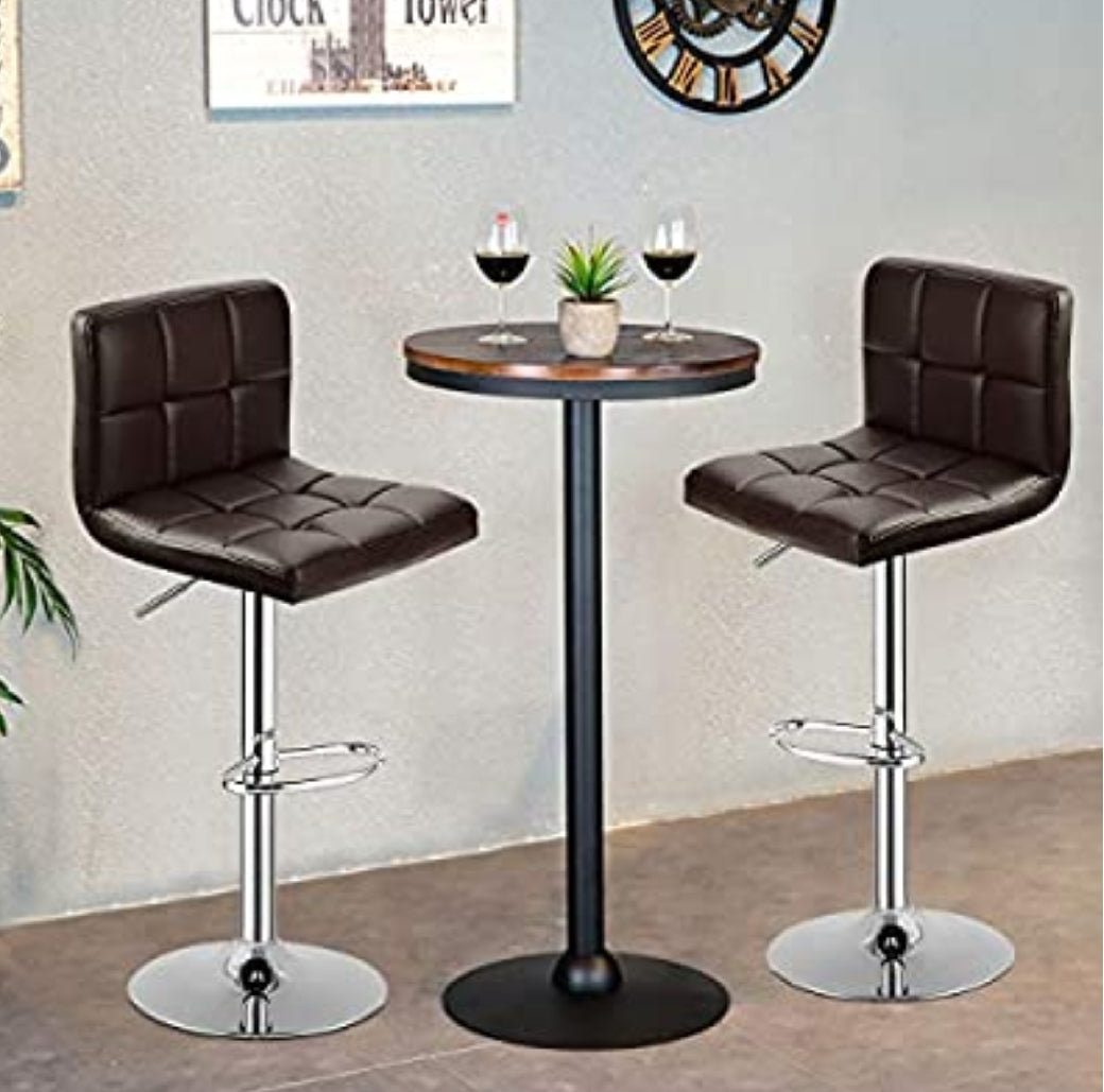 Brown Square Design Modern Barstools Set Of 2