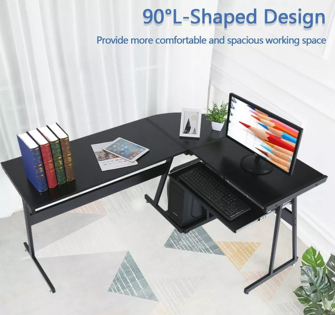 L Shaped Desk Corner Computer Gaming Laptop Table Workstation Home Office